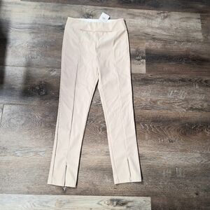 BOHME Vegan Leather Split Front Hem Leggings in "Bone", Small, Sty#MAP2090, NWT